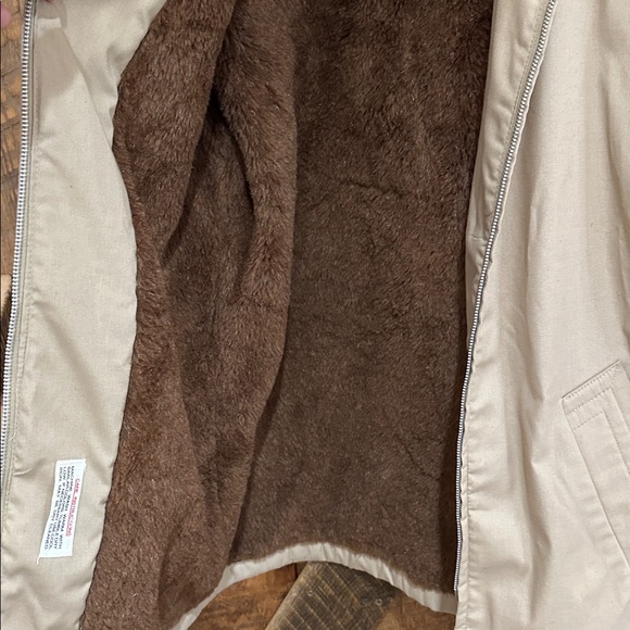 Vintage 70s Sears Outerwear men's full-zip khaki winter jacket brown faux fur - Picture 5 of 11